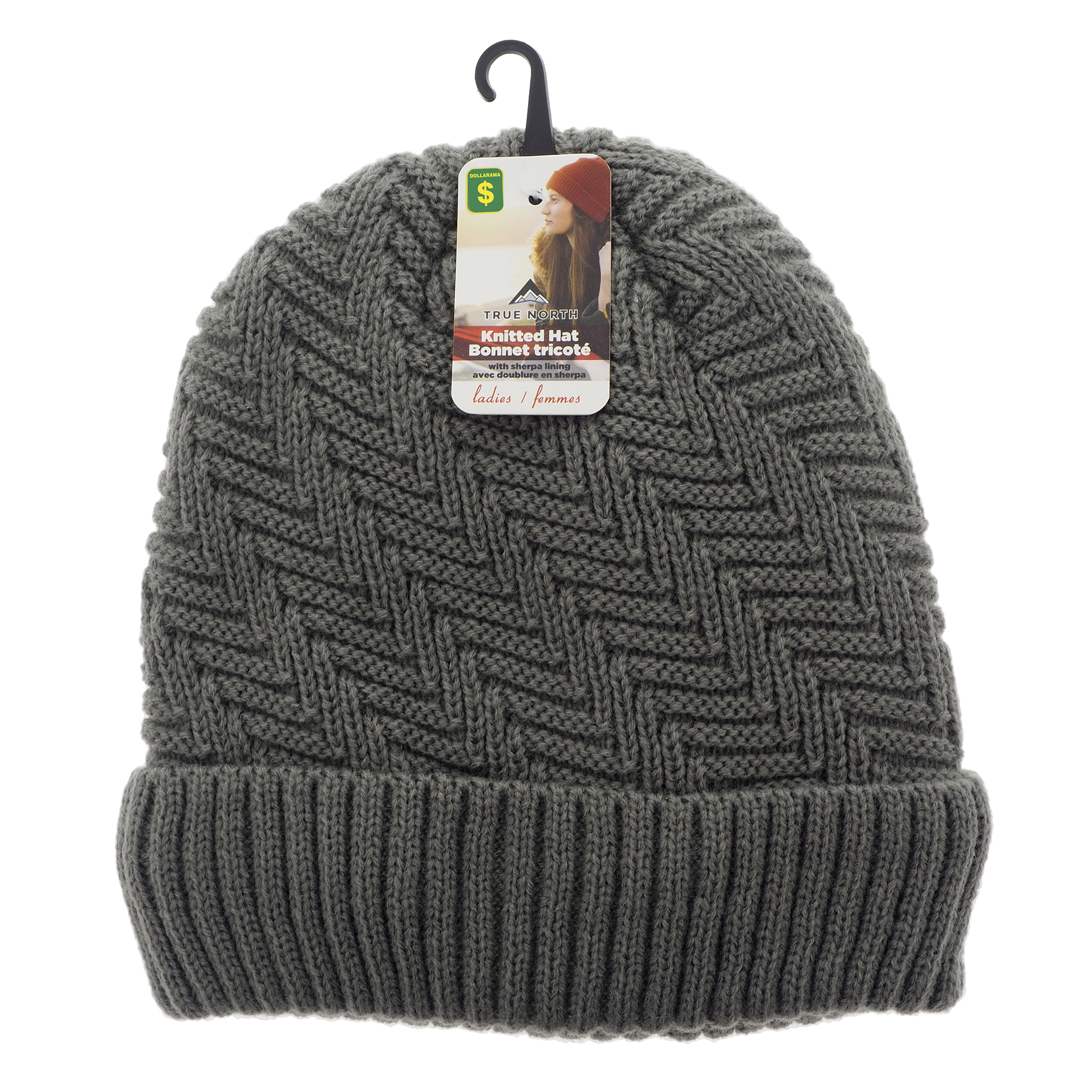 Ladies Knitted Hat with Sherpa Lining | Dollarama